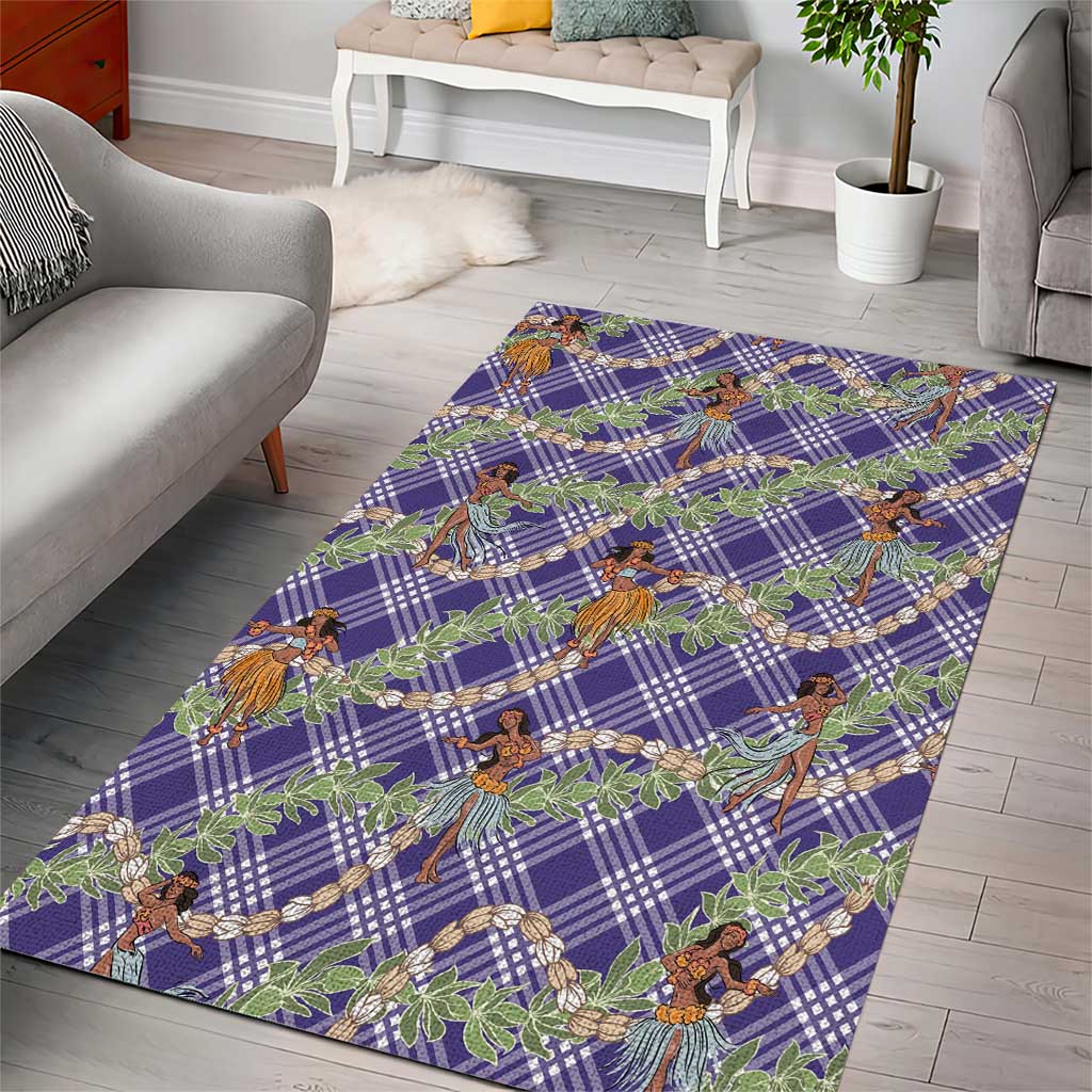 Lavender Palaka Hula Girls Seamless Hawaii Aloha Area Rug LT7 - Polynesian Pride