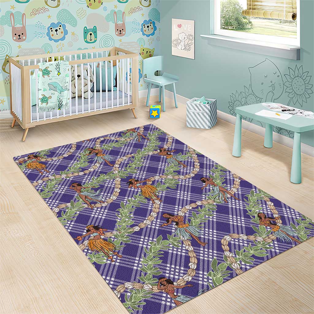 Lavender Palaka Hula Girls Seamless Hawaii Aloha Area Rug LT7 - Polynesian Pride