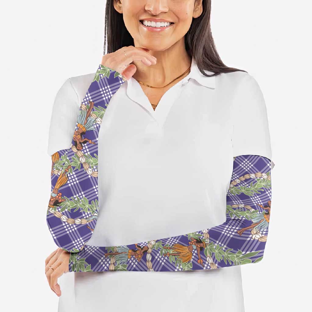 Lavender Palaka Hula Girls Seamless Hawaii Aloha Arm Sleeves LT7 - Polynesian Pride