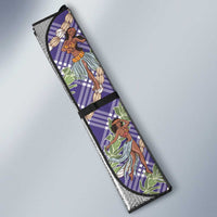Lavender Palaka Hula Girls Seamless Hawaii Aloha Auto Sun Shade LT7 - Polynesian Pride