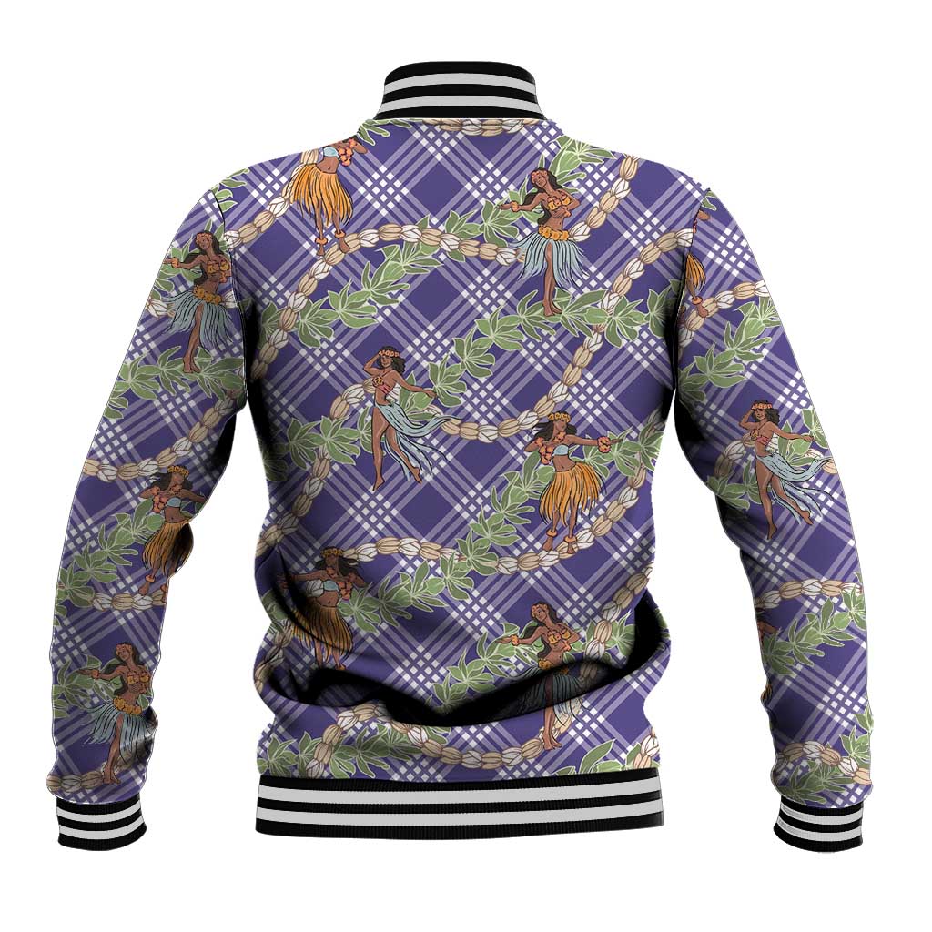 Lavender Palaka Hula Girls Seamless Hawaii Aloha Baseball Jacket LT7 - Polynesian Pride