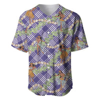 Lavender Palaka Hula Girls Seamless Hawaii Aloha Baseball Jersey LT7 Lavender - Polynesian Pride