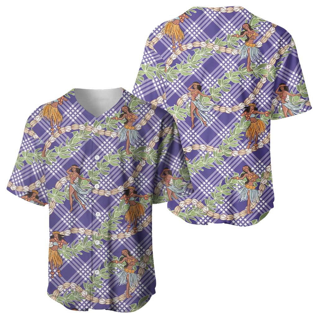Lavender Palaka Hula Girls Seamless Hawaii Aloha Baseball Jersey LT7 - Polynesian Pride