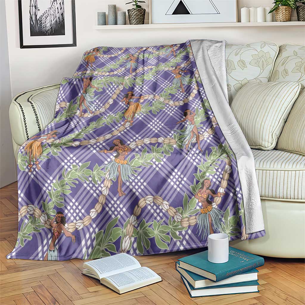 Lavender Palaka Hula Girls Seamless Hawaii Aloha Blanket LT7 Lavender - Polynesian Pride