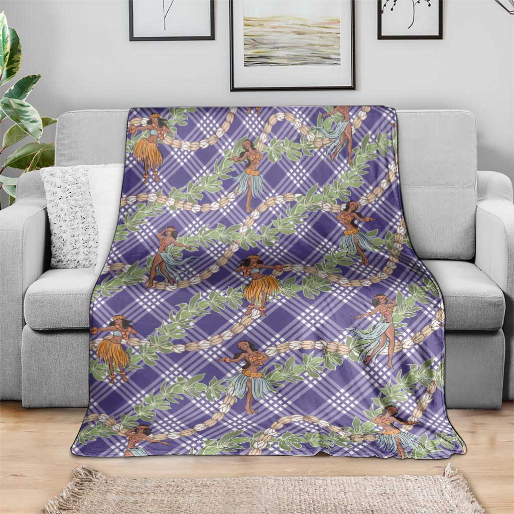 Lavender Palaka Hula Girls Seamless Hawaii Aloha Blanket LT7 - Polynesian Pride
