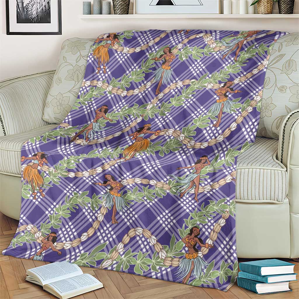 Lavender Palaka Hula Girls Seamless Hawaii Aloha Blanket LT7 - Polynesian Pride