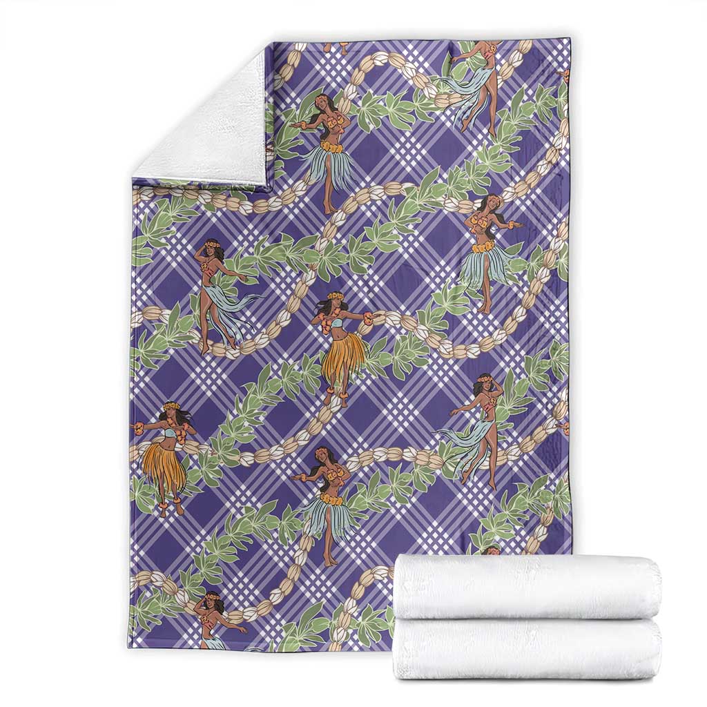 Lavender Palaka Hula Girls Seamless Hawaii Aloha Blanket LT7 - Polynesian Pride