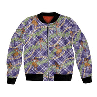 Lavender Palaka Hula Girls Seamless Hawaii Aloha Bomber Jacket LT7 Unisex Lavender - Polynesian Pride