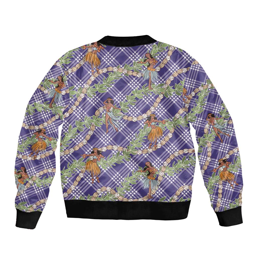 Lavender Palaka Hula Girls Seamless Hawaii Aloha Bomber Jacket LT7 - Polynesian Pride
