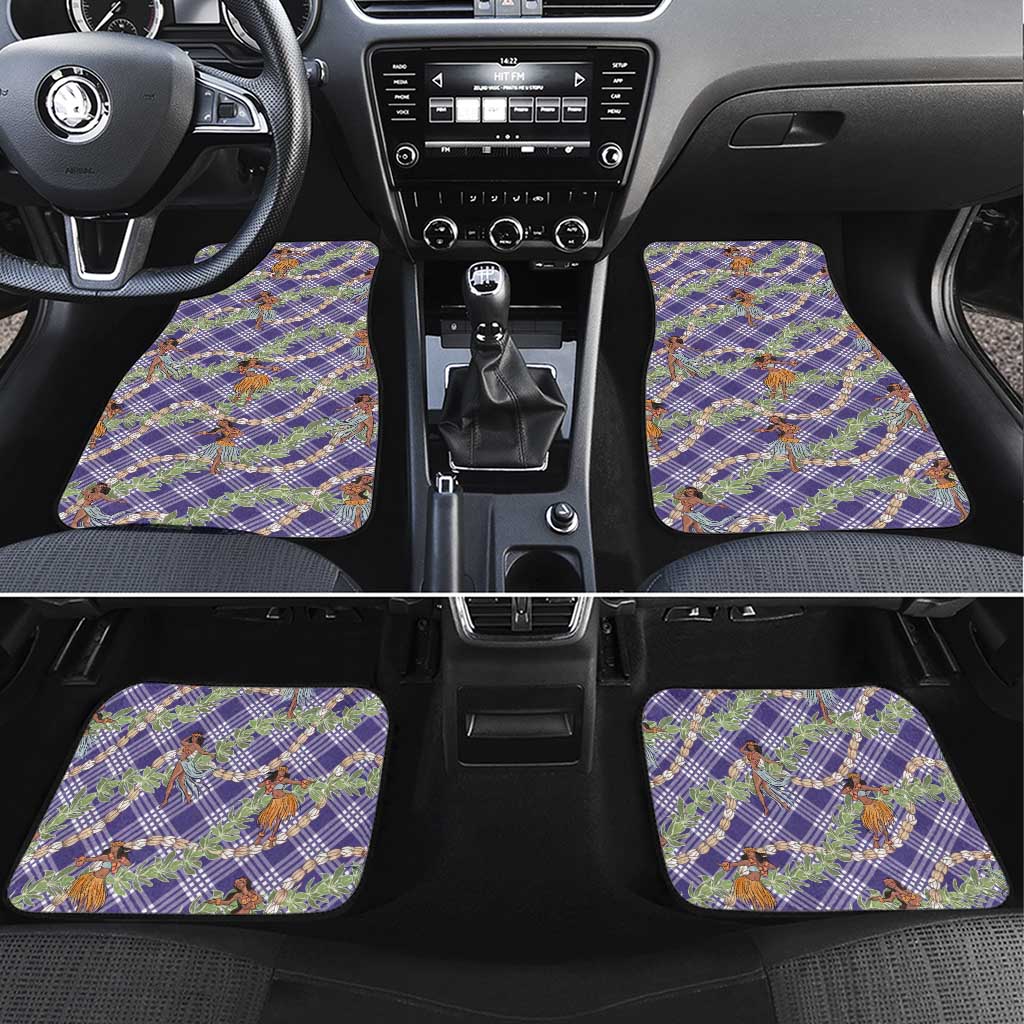 Lavender Palaka Hula Girls Seamless Hawaii Aloha Car Mats LT7 Set 4pcs Lavender - Polynesian Pride