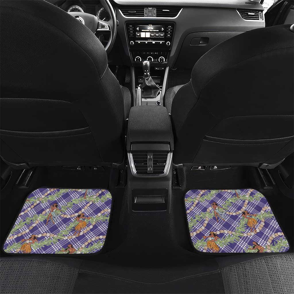 Lavender Palaka Hula Girls Seamless Hawaii Aloha Car Mats LT7 Set 2pcs - Back Lavender - Polynesian Pride