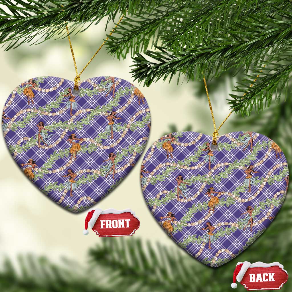 Lavender Palaka Hula Girls Seamless Hawaii Aloha Ceramic Ornament LT7 Heart Lavender - Polynesian Pride