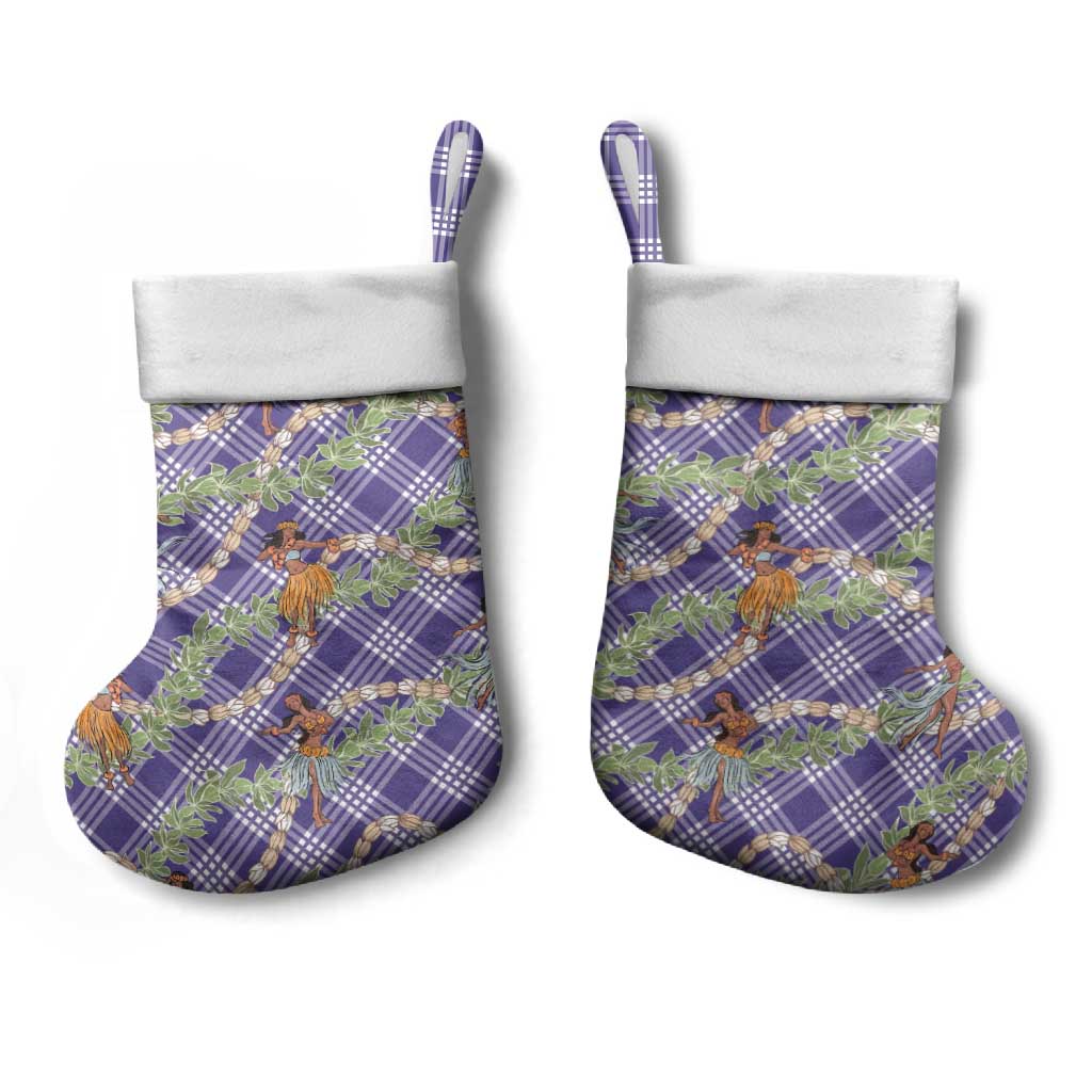 Lavender Palaka Hula Girls Seamless Hawaii Aloha Christmas Stocking LT7 - Polynesian Pride