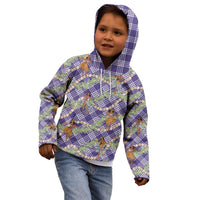 Lavender Palaka Hula Girls Seamless Hawaii Aloha Kid Hoodie LT7 - Polynesian Pride