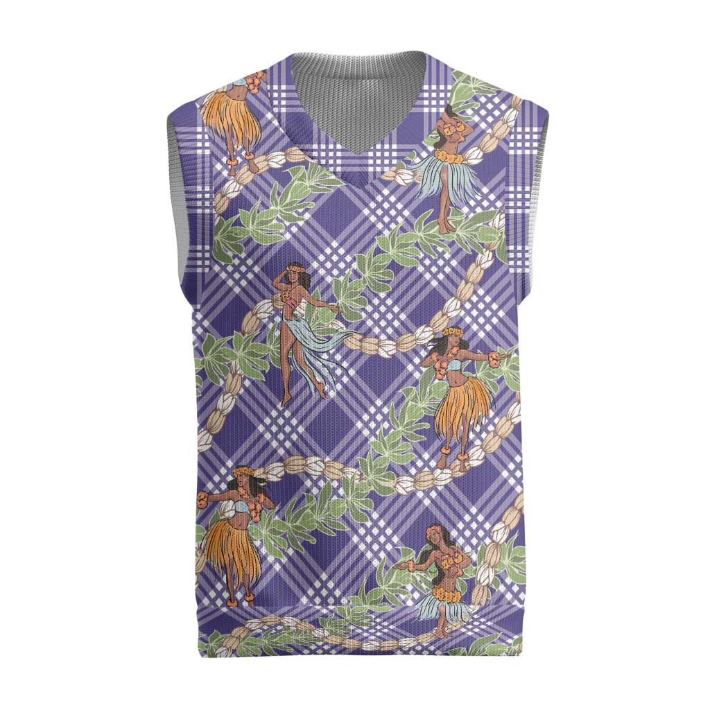 Lavender Palaka Hula Girls Seamless Hawaii Aloha Christmas Knitted V-Neck Vest LT7 Lavender - Polynesian Pride