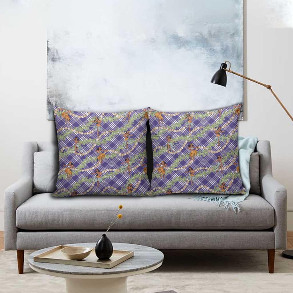 Lavender Palaka Hula Girls Seamless Hawaii Aloha Pillow Cover LT7 - Polynesian Pride