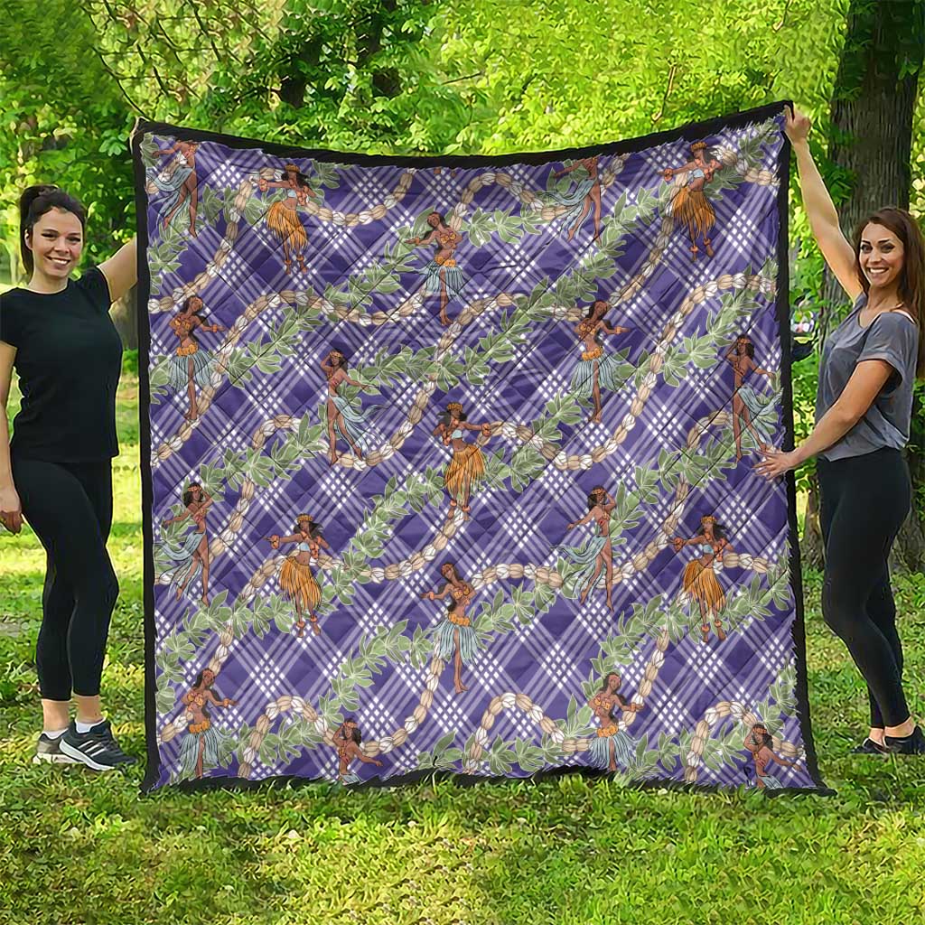 Lavender Palaka Hula Girls Seamless Hawaii Aloha Quilt LT7 - Polynesian Pride
