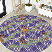 Lavender Palaka Hula Girls Seamless Hawaii Aloha Round Carpet LT7 Lavender - Polynesian Pride