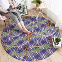 Lavender Palaka Hula Girls Seamless Hawaii Aloha Round Carpet LT7 - Polynesian Pride