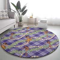 Lavender Palaka Hula Girls Seamless Hawaii Aloha Round Carpet LT7 - Polynesian Pride