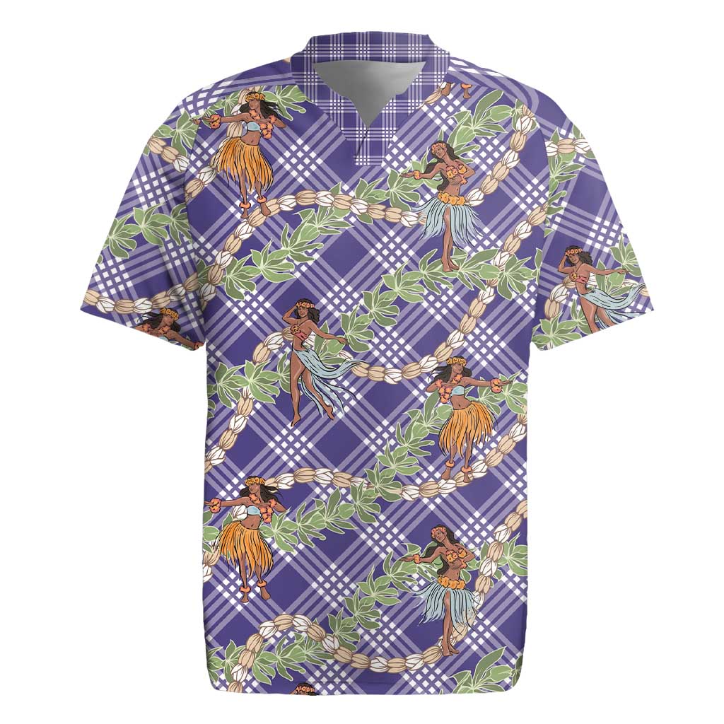 Lavender Palaka Hula Girls Seamless Hawaii Aloha Rugby Jersey LT7 Lavender - Polynesian Pride