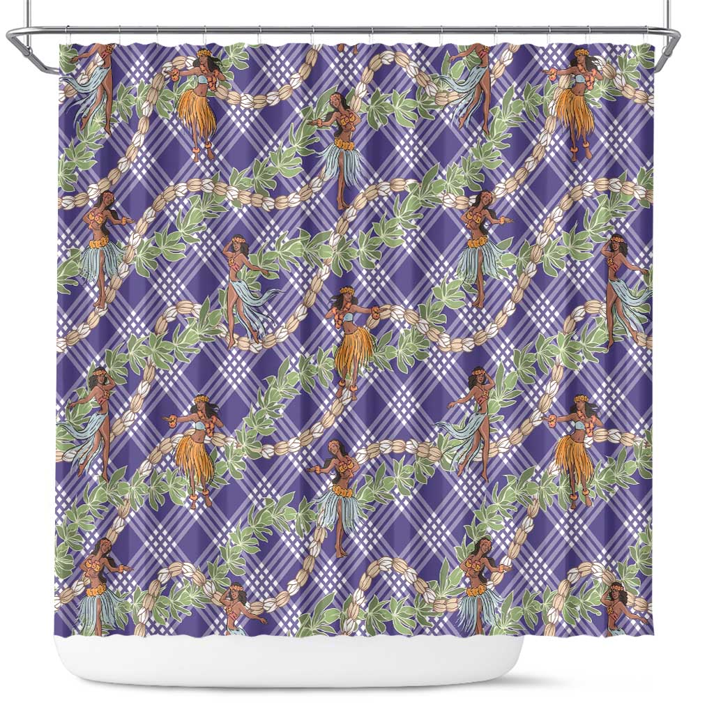 Lavender Palaka Hula Girls Seamless Hawaii Aloha Shower Curtain LT7 Lavender - Polynesian Pride
