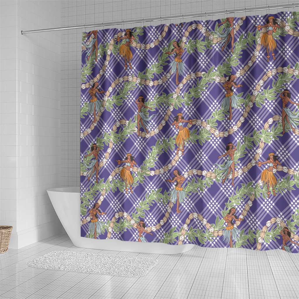 Lavender Palaka Hula Girls Seamless Hawaii Aloha Shower Curtain LT7 - Polynesian Pride