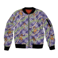 Lavender Palaka Hula Girls Seamless Hawaii Aloha Sleeve Zip Bomber Jacket LT7 Unisex Lavender - Polynesian Pride