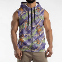 Lavender Palaka Hula Girls Seamless Hawaii Aloha Sleeveless Zip Hoodie LT7 - Polynesian Pride