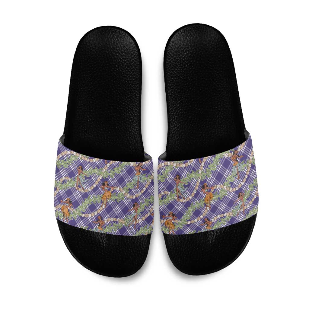 Lavender Palaka Hula Girls Seamless Hawaii Aloha Slide Sandals LT7 Lavender - Polynesian Pride