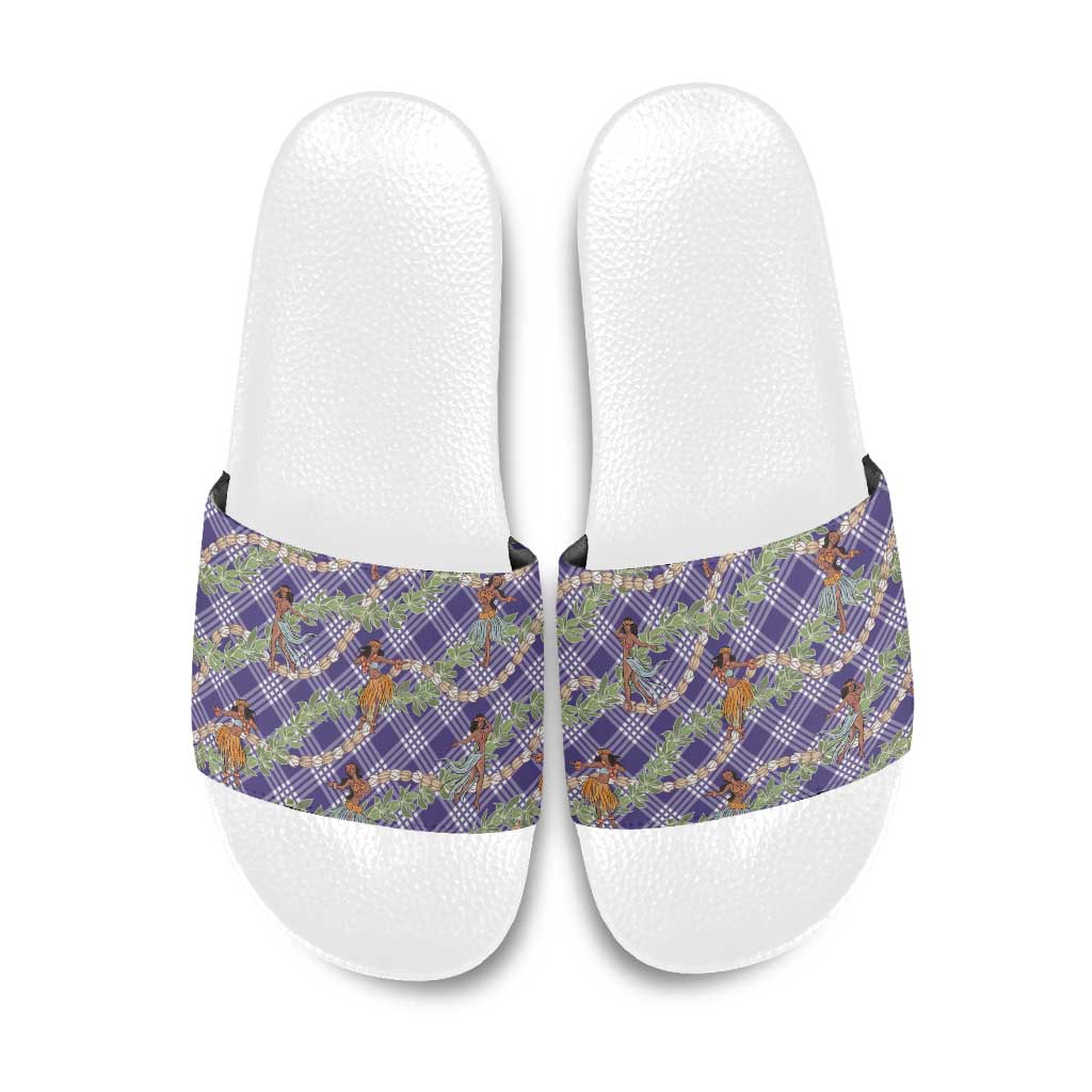 Lavender Palaka Hula Girls Seamless Hawaii Aloha Slide Sandals LT7 Lavender - Polynesian Pride