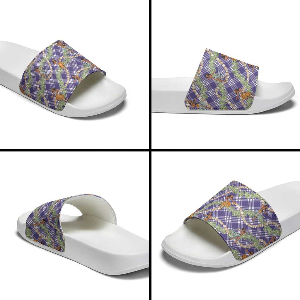Lavender Palaka Hula Girls Seamless Hawaii Aloha Slide Sandals LT7 - Polynesian Pride