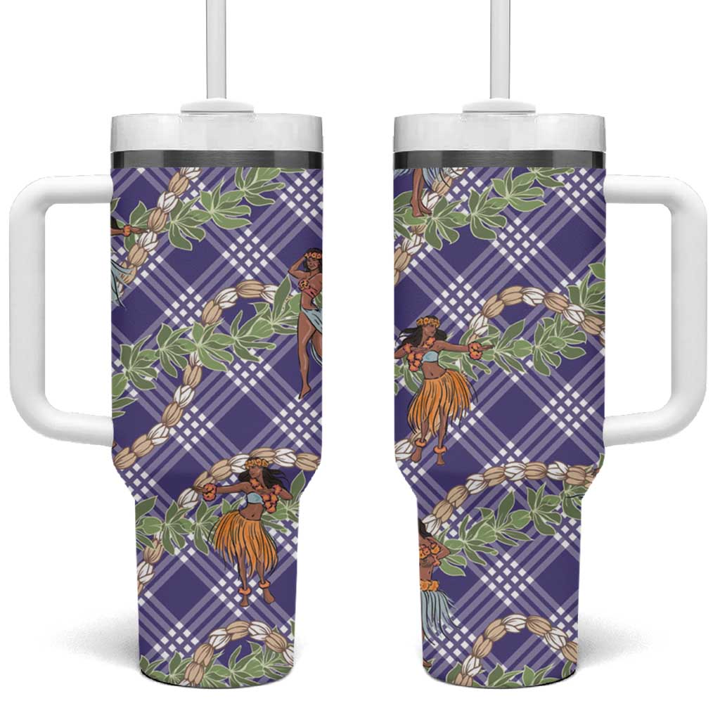 Lavender Palaka Hula Girls Seamless Hawaii Aloha Tumbler With Handle LT7 One Size: 40 oz Lavender - Polynesian Pride