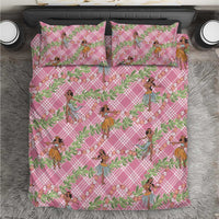 Lokelani Pink Palaka Hula Girls Seamless Hawaii Aloha Bedding Set LT7 Pink - Polynesian Pride
