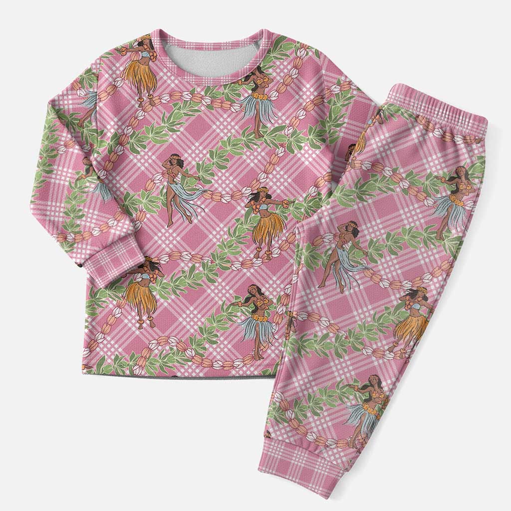 Lokelani Pink Palaka Hula Girls Seamless Hawaii Aloha Christmas Pajama Set LT7 Men Pink - Polynesian Pride