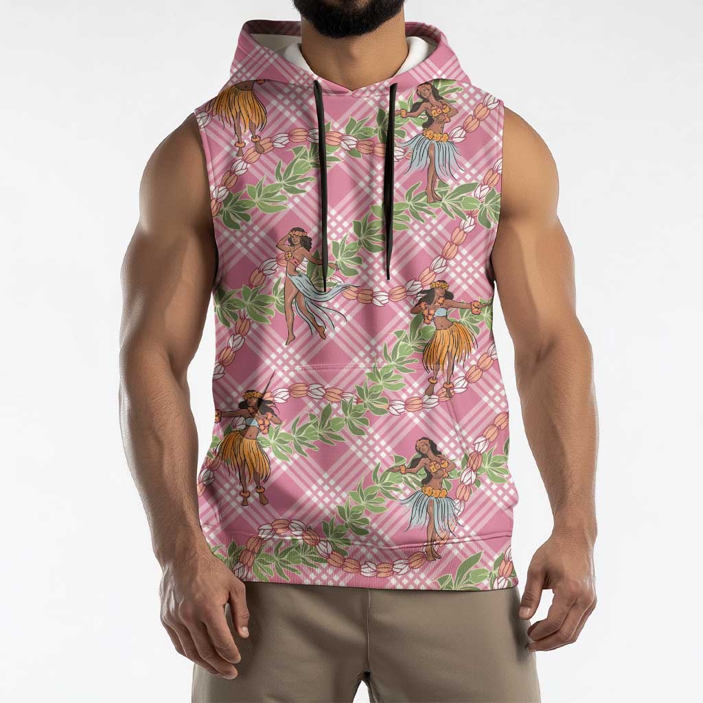 Lokelani Pink Palaka Hula Girls Seamless Hawaii Aloha Sleeveless Hoodie LT7 - Polynesian Pride