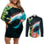 Tahiti Ia Orana Couples Matching Off Shoulder Short Dress and Long Sleeve Button Shirt Tahitian Vahine LT7 Colorful - Polynesian Pride