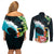 Tahiti Ia Orana Couples Matching Off Shoulder Short Dress and Long Sleeve Button Shirt Tahitian Vahine LT7 - Polynesian Pride