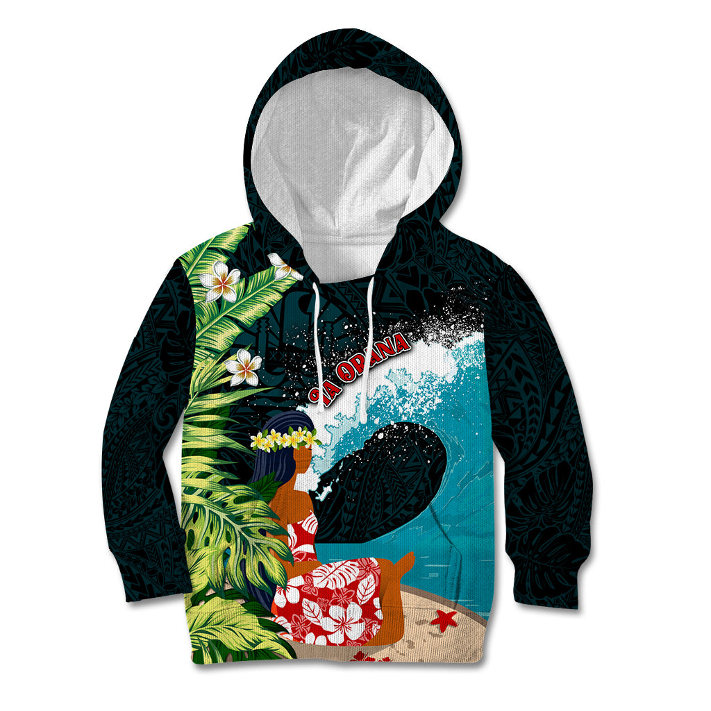 Tahiti Ia Orana Kid Hoodie Tahitian Vahine LT7 Hoodie Colorful - Polynesian Pride