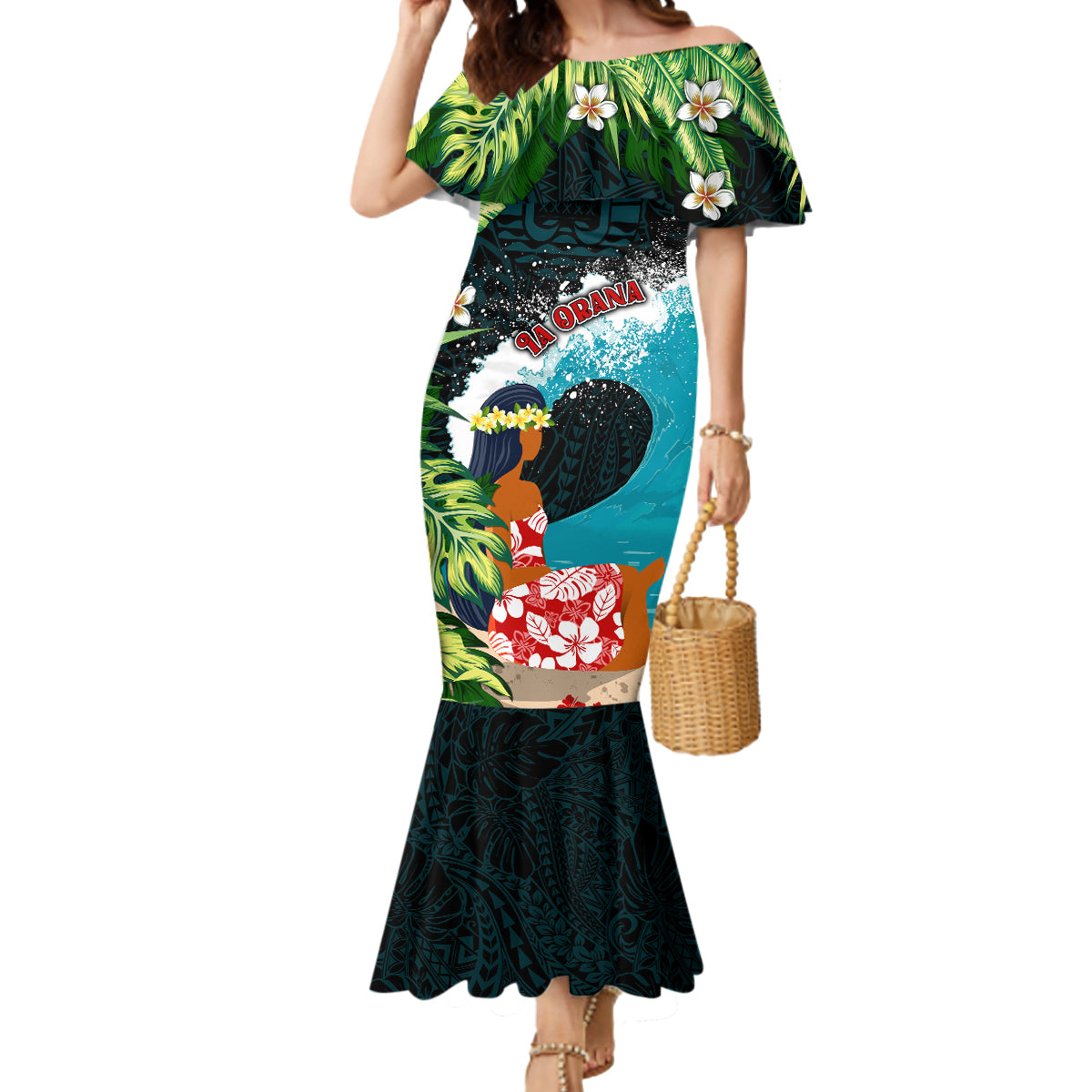 Tahiti Ia Orana Mermaid Dress Tahitian Vahine LT7 Women Colorful - Polynesian Pride