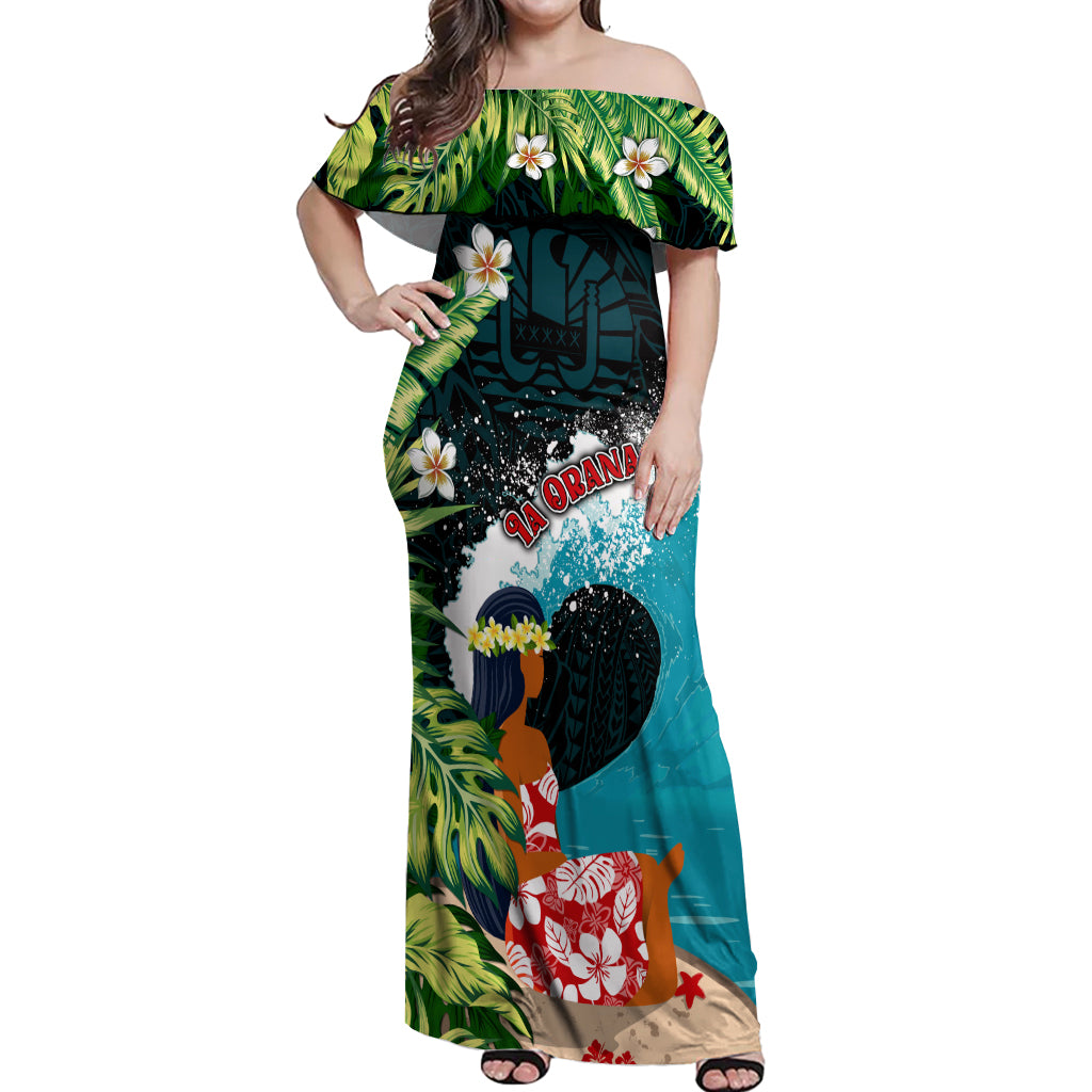 Tahiti Ia Orana Off Shoulder Maxi Dress Tahitian Vahine LT7 Women Colorful - Polynesian Pride