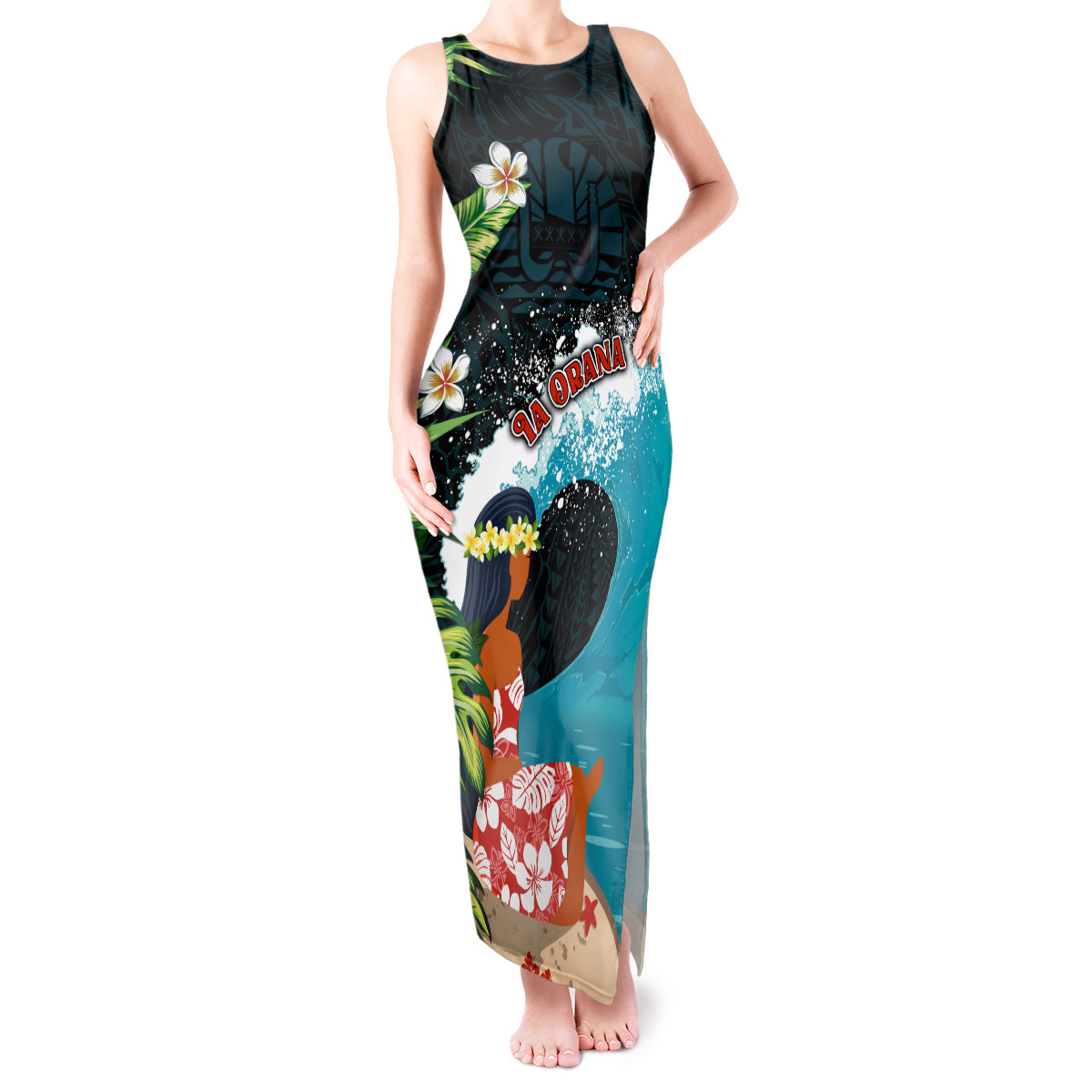 Tahiti Ia Orana Tank Maxi Dress Tahitian Vahine LT7 Women Colorful - Polynesian Pride