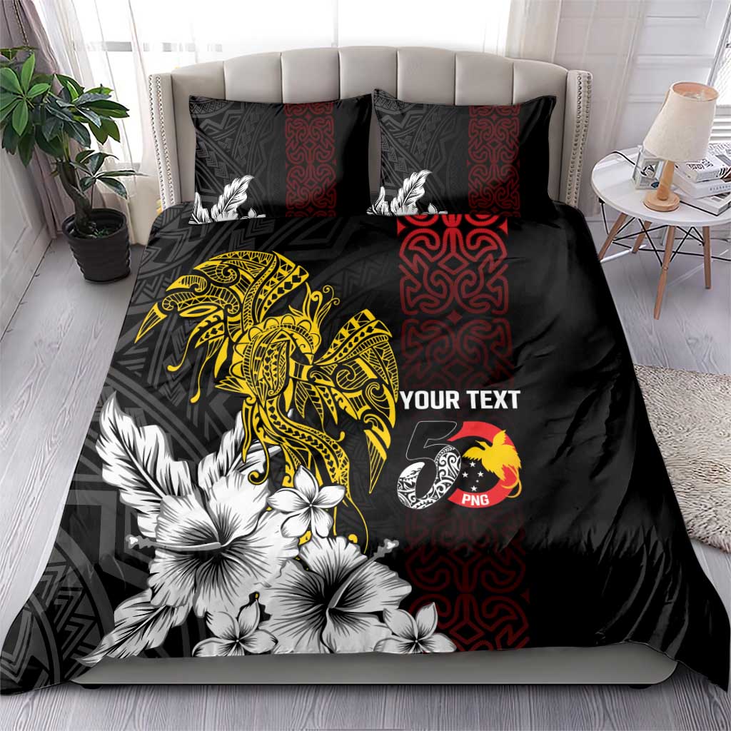 Personalized Papua New Guinea 50th Independence Anniversary Bedding Set Oro Tapa Mix Plumeria LT7 - Polynesian Pride
