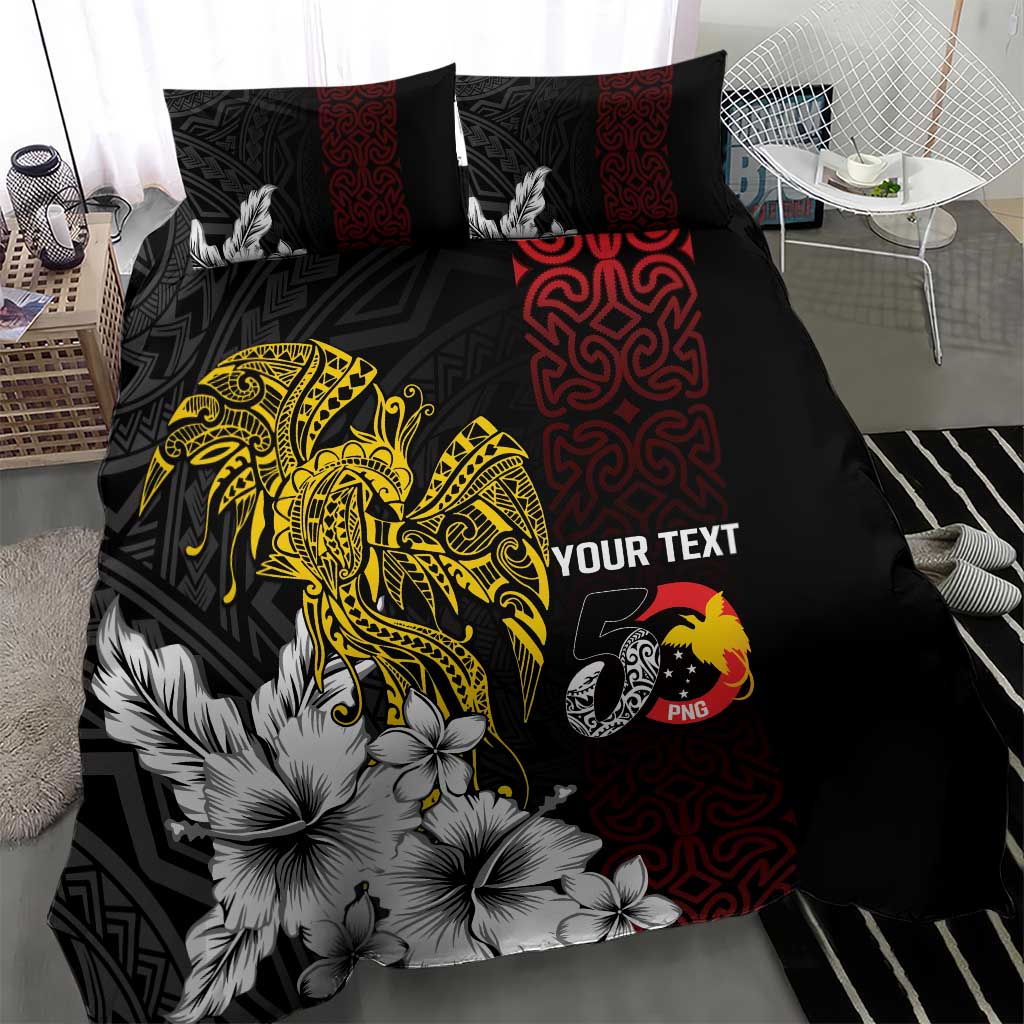 Personalized Papua New Guinea 50th Independence Anniversary Bedding Set Oro Tapa Mix Plumeria LT7 - Polynesian Pride