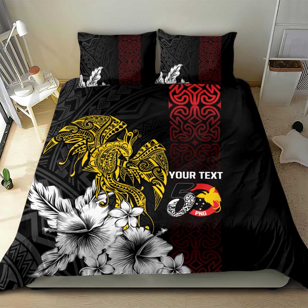 Personalized Papua New Guinea 50th Independence Anniversary Bedding Set Oro Tapa Mix Plumeria LT7 - Polynesian Pride