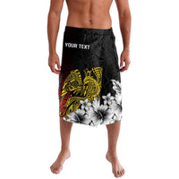 Personalized Papua New Guinea 50th Independence Anniversary Lavalava Oro Tapa Mix Plumeria LT7 Black - Polynesian Pride