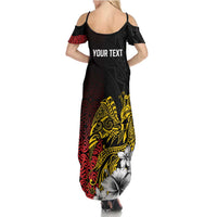 Personalized Papua New Guinea 50th Independence Anniversary Summer Maxi Dress Oro Tapa Mix Plumeria LT7 - Polynesian Pride