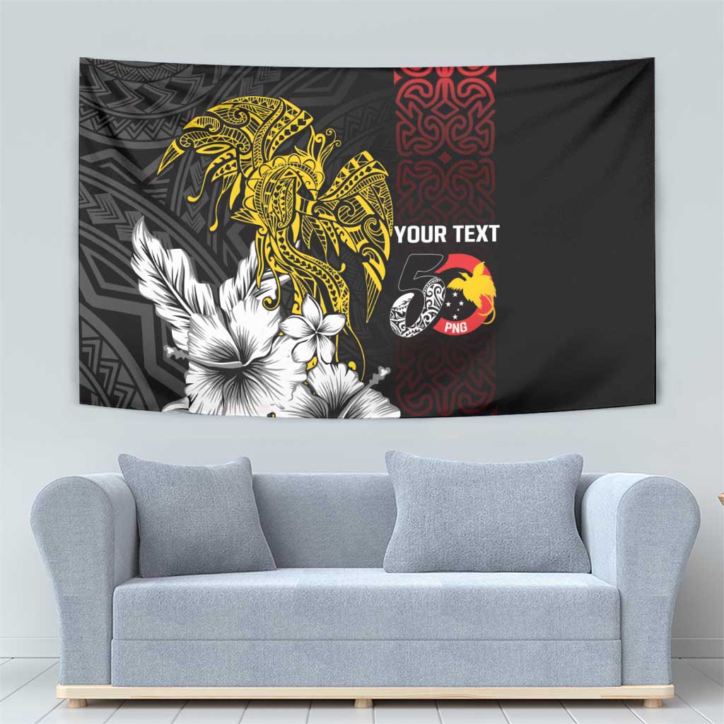 Personalized Papua New Guinea 50th Independence Anniversary Tapestry Oro Tapa Mix Plumeria LT7 - Polynesian Pride