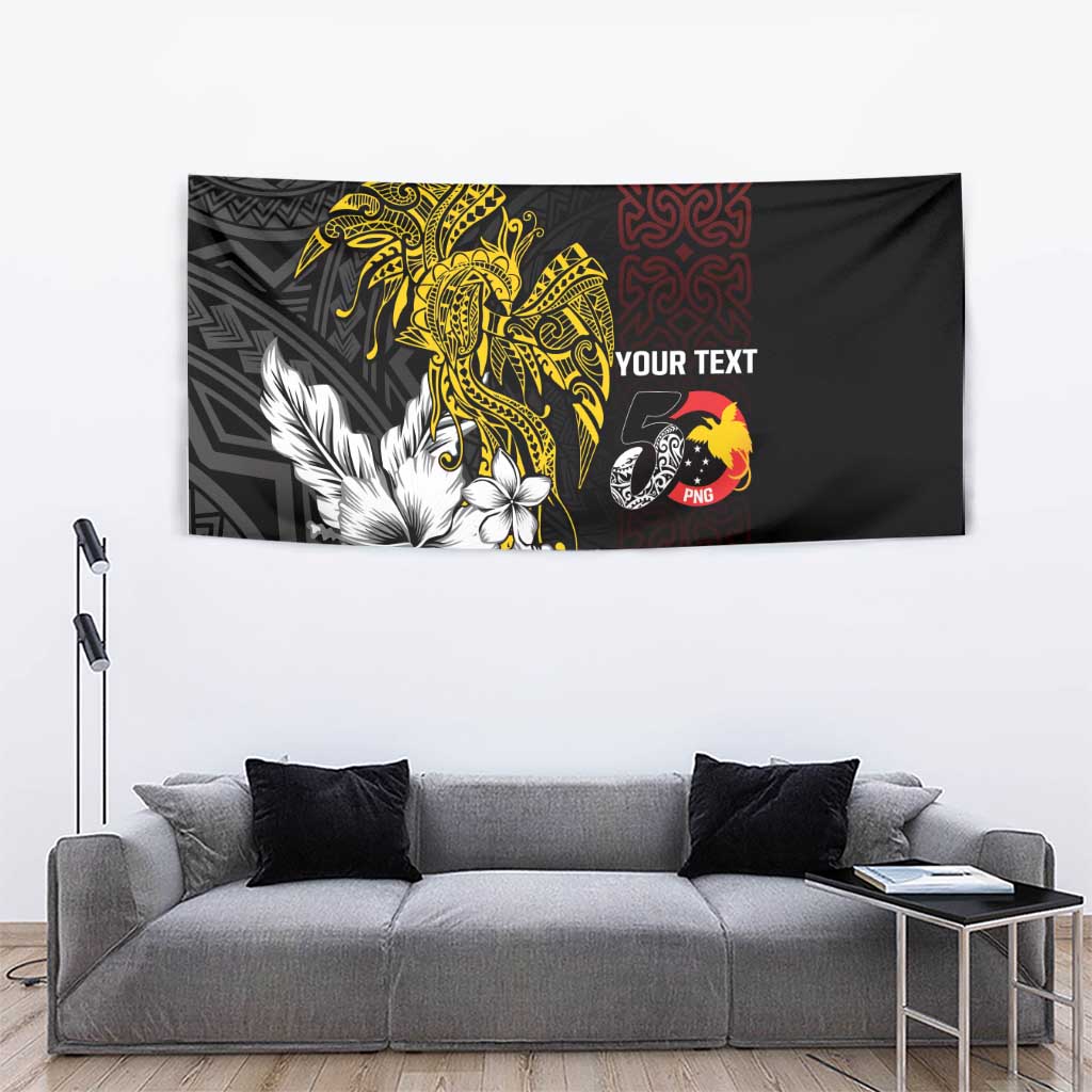 Personalized Papua New Guinea 50th Independence Anniversary Tapestry Oro Tapa Mix Plumeria LT7 - Polynesian Pride