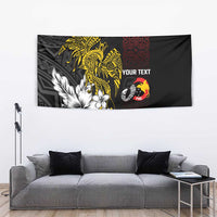 Personalized Papua New Guinea 50th Independence Anniversary Tapestry Oro Tapa Mix Plumeria LT7 - Polynesian Pride
